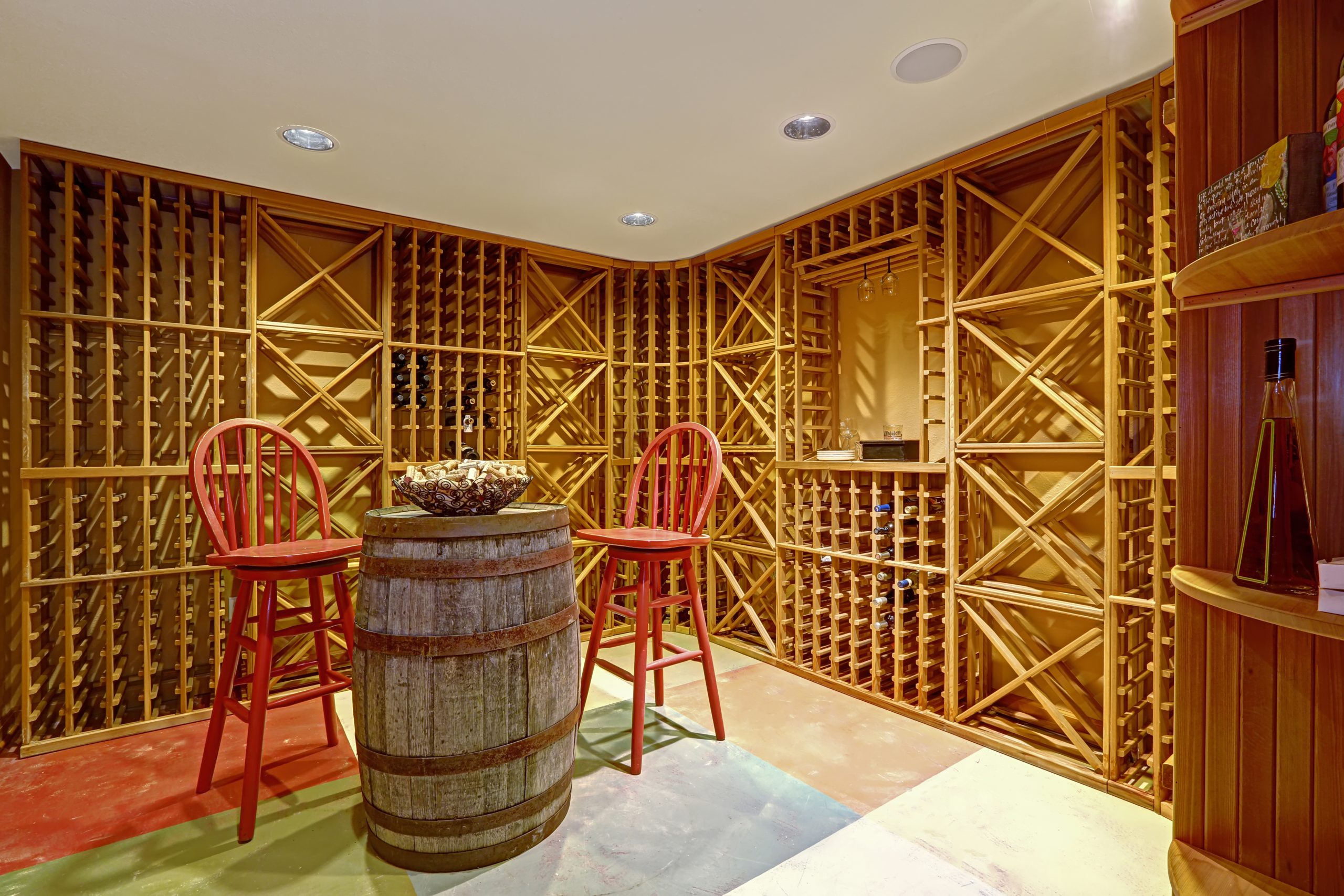 Wine,Cellar,Interior,In,Basement,Room,With,Decorative,Wooden,Barrel